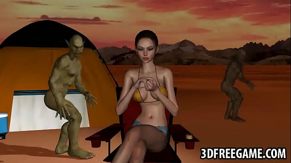 Hot 3D babe gets double_teamed by goblins in the desertasy high_1