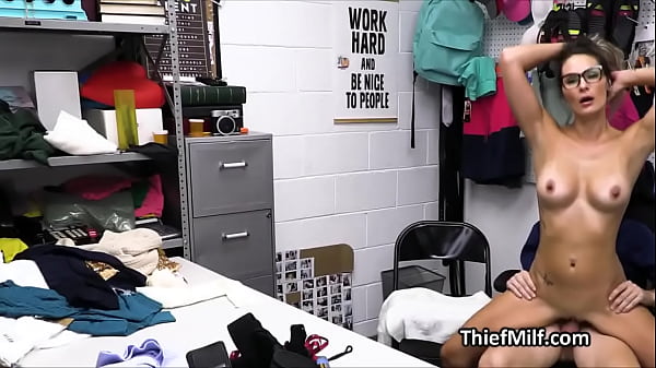 Milf with_beautiful tits_gags and_fucks at the backoffice