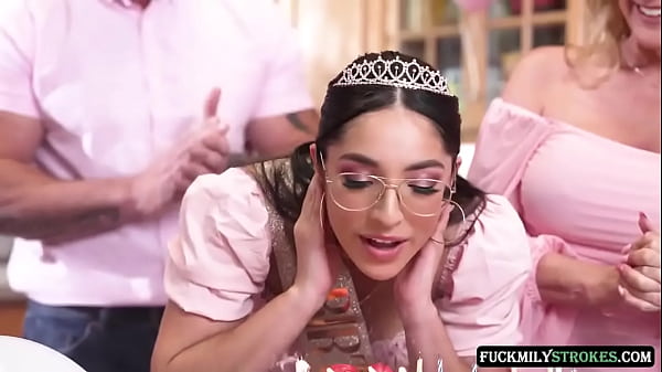 Play MP4 - This is the best way to celebrate the 18th birthday of the sexy and horny stepdaughter Madison by being fucked by her stepfather and stepsisters in all her orifices until they cum on her face&period;