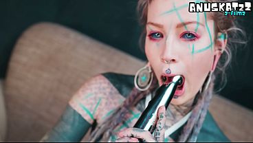 Rough Steel Dildo Anal &_ Messy Gape Closeup