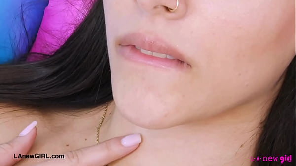 Elegant brunette model naked close up