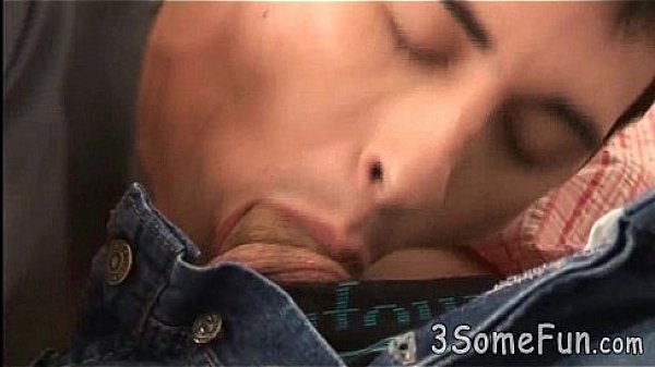 Heated twink menage a trois on white cushions 