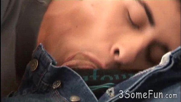 Play MP4 - Heated twink menage a trois on white cushions