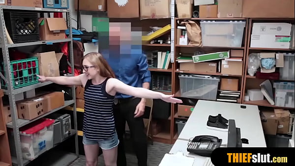 Petite blonde shoplifter with ivory skin fucked on CCTV