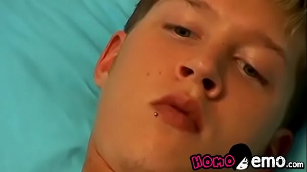 Blond twink jacks and cums on himself 