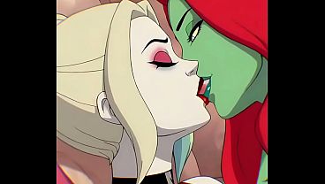 Harley Quinn x Poison Ivy lesbian kissing (Harley Quinn animated series/AI generated)