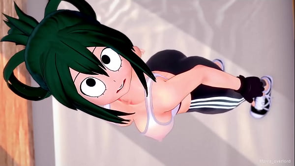 TsuyuAsui esta mojada después de hacer ejercicio quiere seguir entrenando en la cama versión adulta