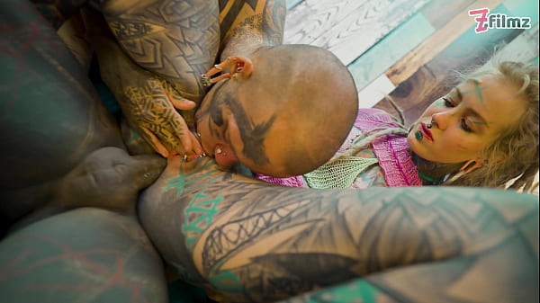 Play MP4 - Tattooed Couple&rsquo;s First Time with Trans Dark Leaves &ndash; ATM & Facial
