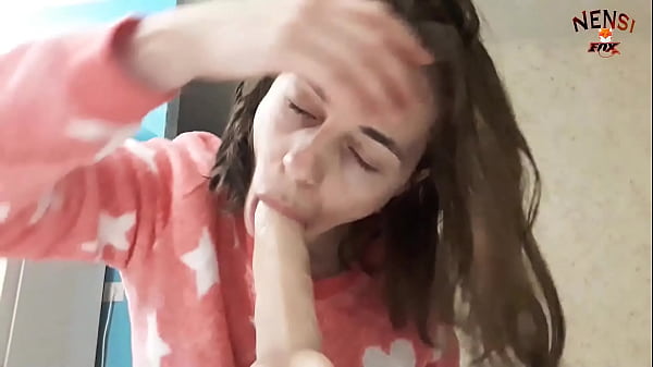 Hot Sexy Brunette Passionate Dildo_Sucks And Presenting A_Real Cock - Solo Amateur