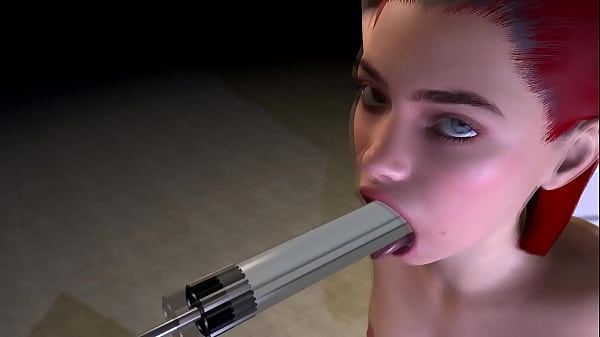 Redhead girl hasrough sex on a 3_dildo Sex Machine