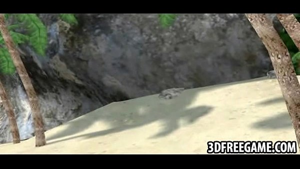 On_the beach a sexy_blonde_3D whore_is stripping