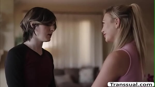 Shemale blonde is practicing how to confess her feelings to her friend.After she confess,her friend start kissing her passionately and next is,she throats her hard shecock.In return,she fucks her friends tight wet pussy so deep and hard. 