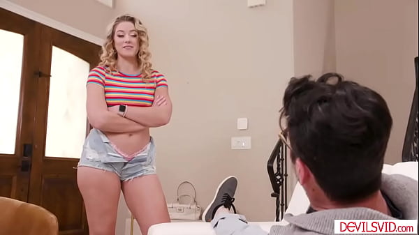 Blonde teen stepdaughter River Lynn is treating her stepdad with something that he never had. She gets him hard then lets him fuck her tight ass. 