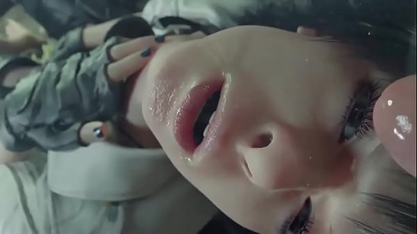 Big cgi cock cumming on girls face and her pissing