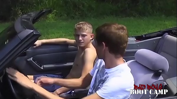 Athletic young men fucking ass outdoors 