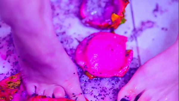 Bare Toes Crushing Juicy Fruit 