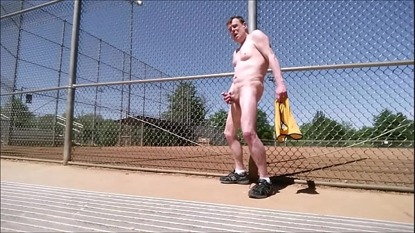 Outdoor Wank After Strutting Around in Yellow Mesh Shorts 5-17 
