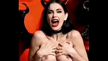 Ai generated devil girl with big shaved pussy has sex in hell