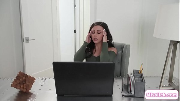 Gorgeous boss shows her new assistant her work that she goes to her room and masturbates her pussy while live is she calls her new assistant to come and she then starts kissing and licking her pussy on the bed