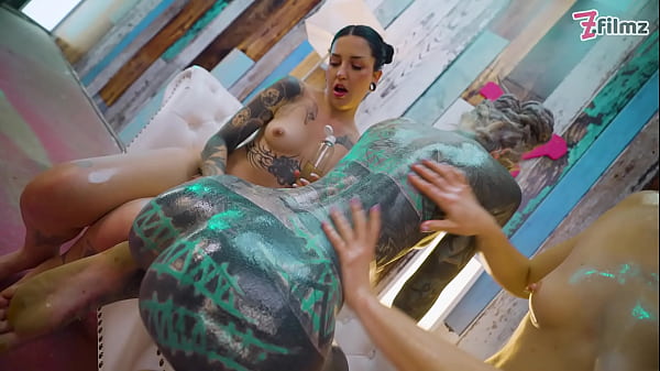 Three girls one slippery mess oily metal toy 