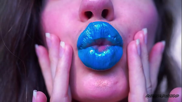 Wet red sticky lipgloss kiss