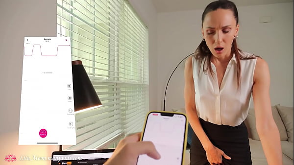 Horny secretary sucks boss's big dick and passionate fucks after remote control of sex toys on the workplace pov