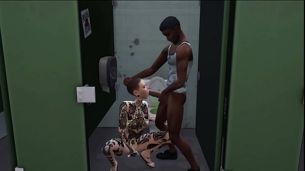 Shaved emo sucking black cock