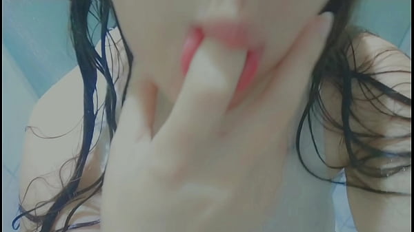 Naughty girl taking a hotshower_and getting horny endingup masturbationat shower mouthclose up