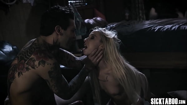 Slutty_blonde jumped on a tattooed guy_with huge cock