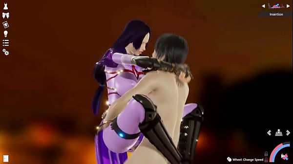 Purple catsuit chick enjoys hard dick 