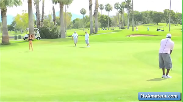 Sexy and naughty teen brunette amateur Anyah gets_naked on the golf course and finger her_pussy on a bench