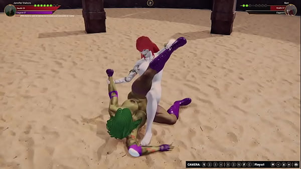 Jennifer vs neri nf3d female sex femdom combat arena