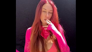 Sexy big tits Artemisia Love smoking a cigarette outdoor video thumbnail