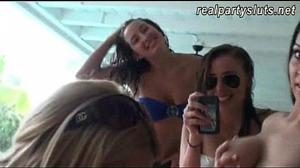 Slutty amateur hot college girls pool party leads into fucking 