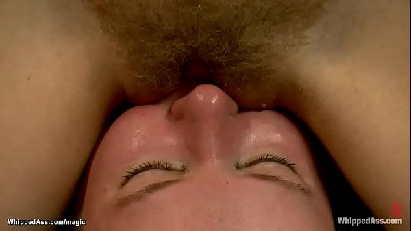 Resident ginger lezdom Maitresse Madeline Marlowe whips redhead lesbian slave Claire Robbins who is mounted on sybian then binds her on knees and spanks 