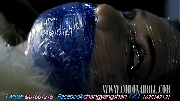 B play self bondage in leather b nylon plastic wra in head