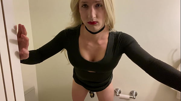 Sexy Crossdresser Fucked in Chastity Cage 