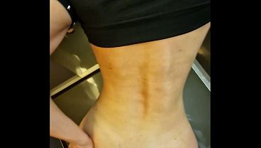 Risky cumshot in my mouth in the hotel elevator 