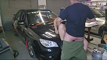 Cute Petite Girl With Small Tits Gets Her Shaved Pussy Fucked In Garage thumbnail