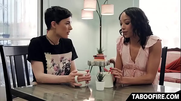 Straightebony girl seduced by her lesbian friend