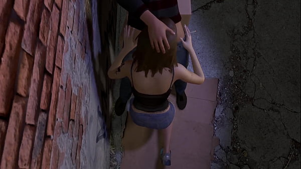 Milf Gives Blowjob In The Back Alley. thumbnail