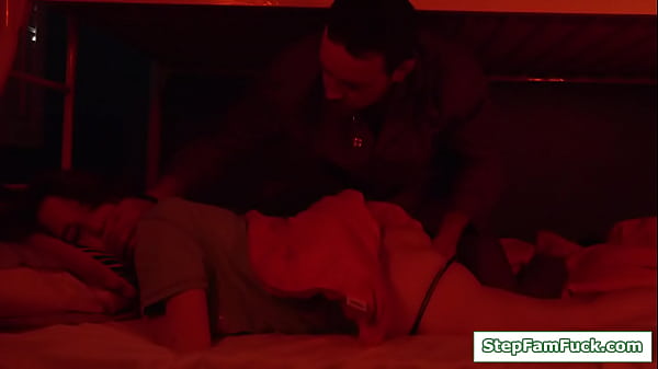 A teen spends the night in her friends bffs stepdad sneaks in and fingers blowjobs him then gets fucked while her bff is watching