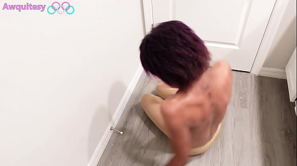 Goth Gymnast Tgirl Plays with Dick after ban from Olympics x Pantyhose try-on & Gymnastics Skills (Short Version) 