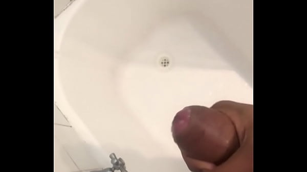 Masturbating and cumshot in washroom