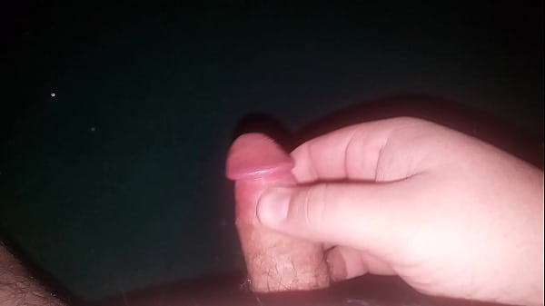 Rubbing dick with two fingers from soft to hard big cumshot in 60 seconds