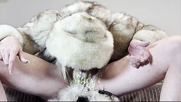 Nasty whore CrazyWifeSlut in fur coat puking and pissing on her fur collar and makes it filthy dirty (4K)