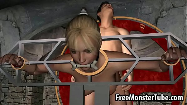 Restrained 3D blonde babegets fucked by_a vampire