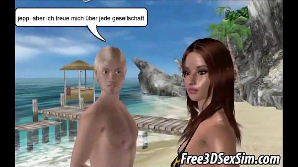 Hot3D brunette babe gets fucked hard on the beach