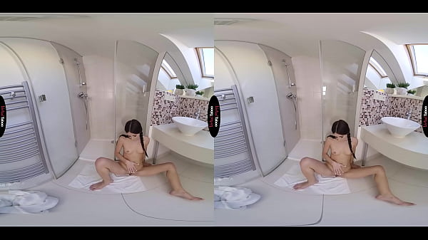 Virtual taboo babe wrapped in white towel