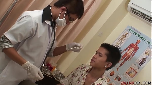 Anal licked Asian twink barebacked by medic for cumshot 